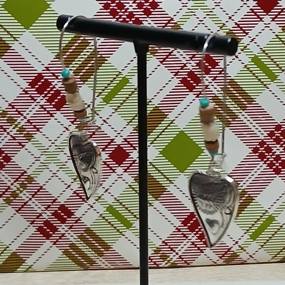 NWOT Fashion Jewelry Silver Tone Southwest Heart Dangle Earrings #12 - Picture 8 of 9